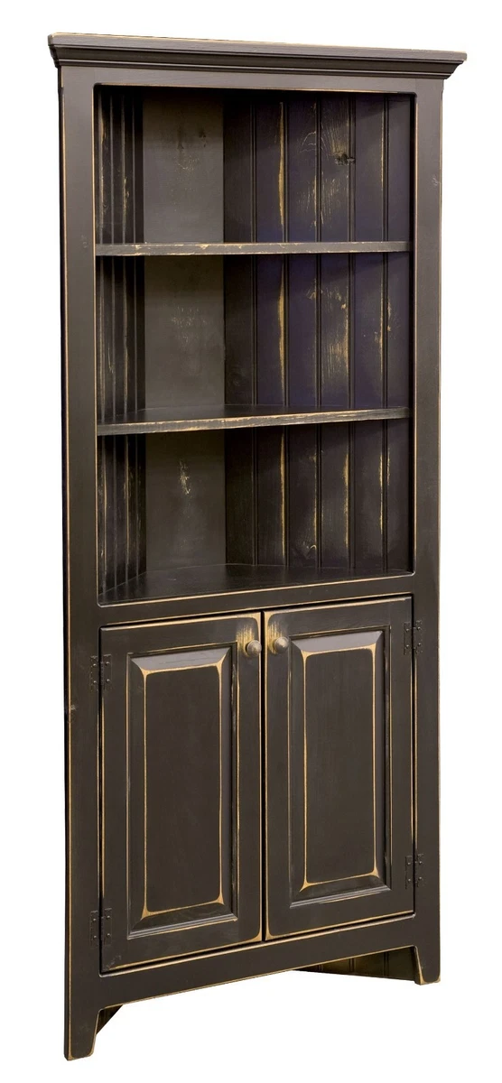 Amish Rustic Primitive Corner Cabinet Farmhouse Cottage Cupboard