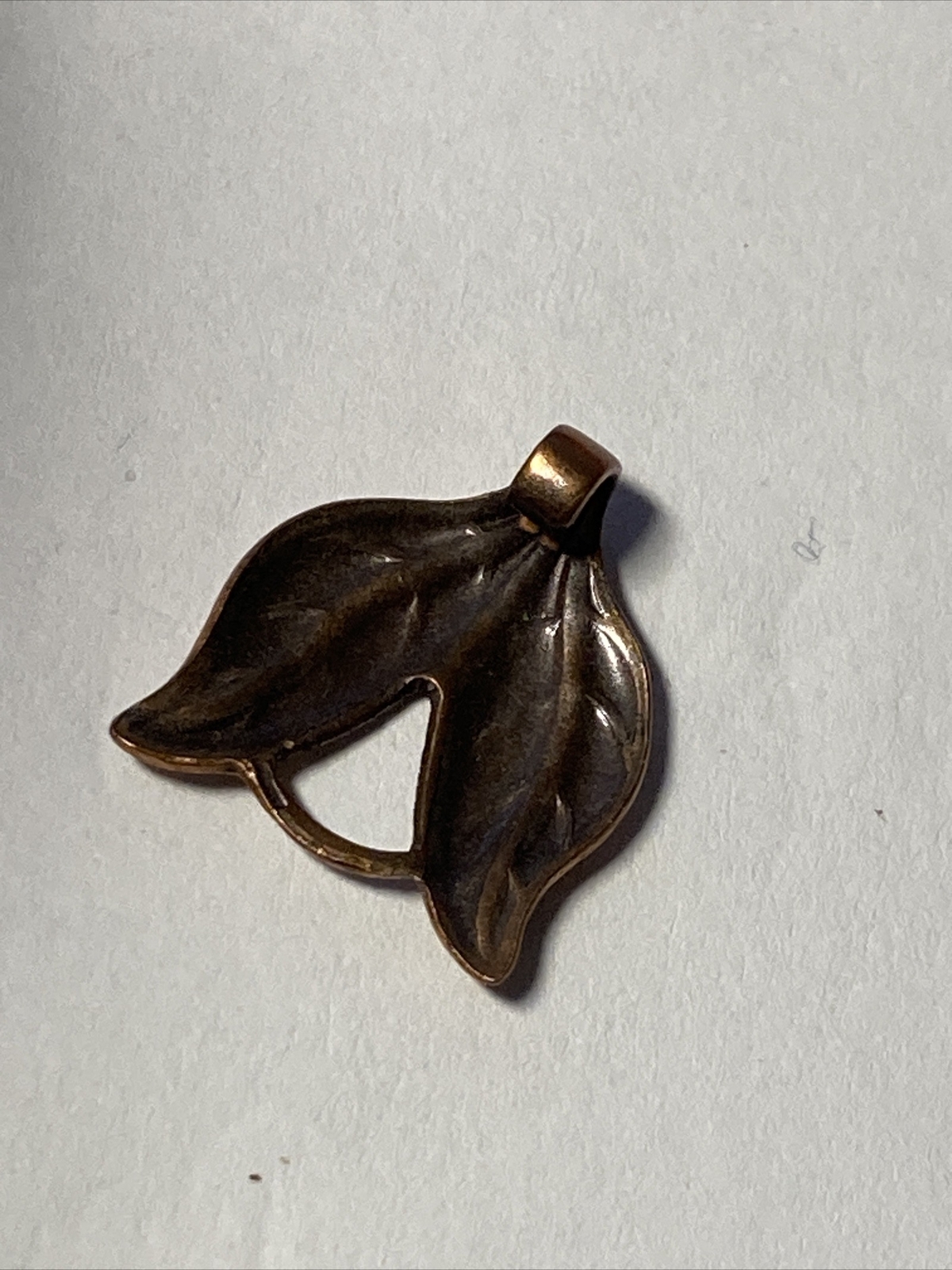 Solid Copper Leaf Leaves small .68" Pendant no ch… - image 8