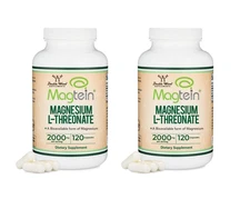 2x Double Wood Supplements Magtein Magnesium L-Threonate 2000mg 100 Ct Exp 09/26