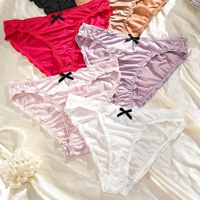 6er Pack Sexy Damen Satin Unterwäsche Unterhose Frauen Dessous Bikini Slip Weich