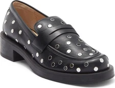 Stuart Weitzman Palmer Bold Stud Loafer Chunky Heel Sz 8 B Preppy Designer