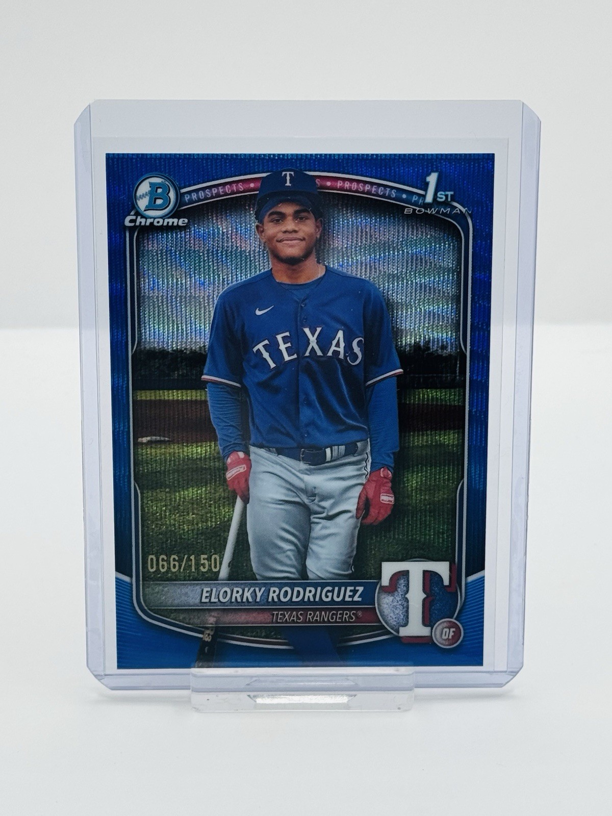 2025 Bowman Chrome ELORKY RODRIGUEZ 1st Bowman Blue Wave Refractor /150 🔥