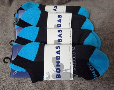 4-Pack (4 pairs) Bombas Original Ankle Socks Black & Blue - Medium