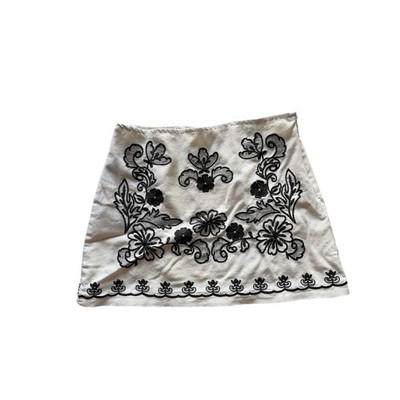 Mini Skirt Floral Embroidered Cottagecore Unbranded Women XS/S White Black Zip