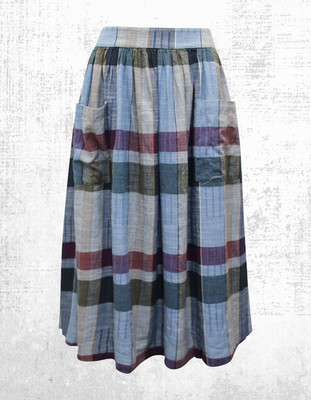 Womens Seasalt Cotton Check Blue Misty Day Pockets Lined Midi Boho (Defect)