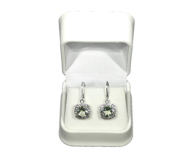 8.14ct Natural Light Green Amethyst & White Topaz Solid Sterling Silver Earrings