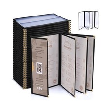 WeChef 30 Pack Restaurant Menu Covers 8.5x14" 4 Page 8 View 4.25x14" Half P...