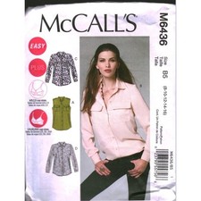 McCalls M6436 Sewing Pattern Misses Womens Shirts Plus Size 8-16 B5 Easy CUT
