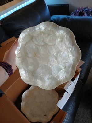 Handcrafted Capiz Shell Plate & Bowl Set   Made in the Philippines
