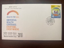 SRI LANKA FDC COVER 2018 YEAR HEALTH INSURANCE WHO OMS MEDICINE STAMPS