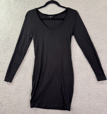 Hurley Little Black Dress Women Medium Black Long Sleeve Bodycon Mini Dress