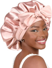 Silk Bonnet for Sleeping Women Adjustable Double Layer Satin Bonnet Reduce Frict