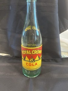 Royal Crown RC Cola 1944 Original Green Glass Soda Bottle Red/Yellow Label