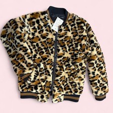 FX JC Woman Leopard Print Faux Fur Bomber Jacket
