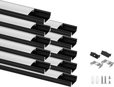10Pack 6.6Ft/2M Black LED Aluminum Channel,Led Strip Light Diffuser Aluminum Cha