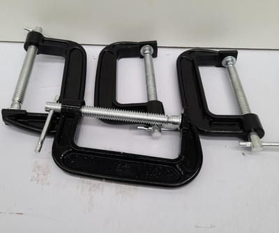 4-teiliges schwarzes C-Klemmen-Set, maximale Backenöffnung Metall kleine G-Klemme