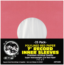 25 7" COLORED Red Polylined Record Inner Sleeves Vinyl ARCHIVAL 07IARE