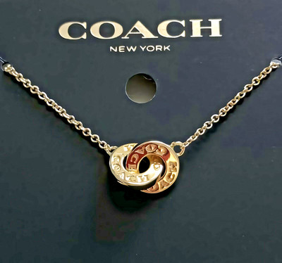 New! COACH Interlocking Open Circle Pendant Necklace