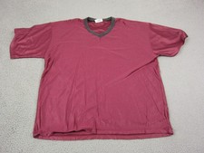 Vintage Dodger Jersey Shirt Adult 2XL XXL Red V-Neck Blank Mens Made in USA 90s