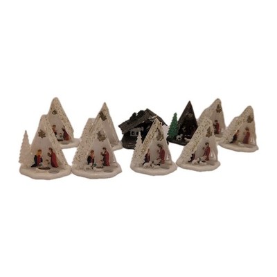 10 Vtg MCM Nativity Scene Ornament 2 Inches Made In Hong Kong Damaged READ