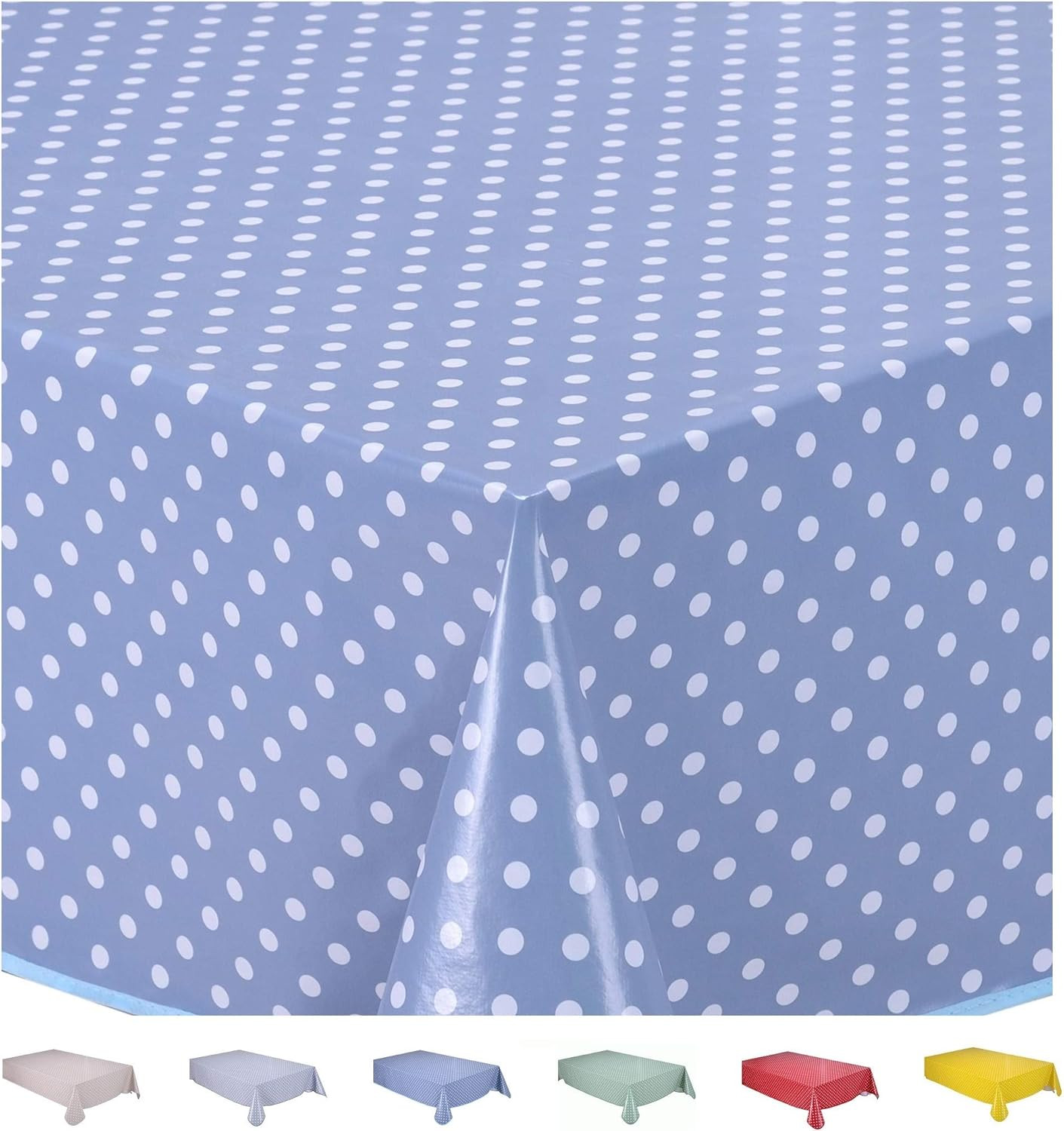 Nappe toile cirée PVC 140x180 cm table cuisine rectangulaire protection table bleu gris