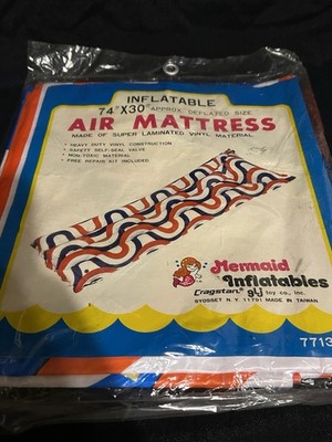 Vintage Rare 1977 NOS Mermaid Inflatables Air Mattress 72''×30'' Heavy Duty Vinyl