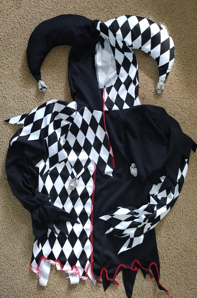 CALIF COSTUMES  JESTER/CLOWN/MIME HALLOWEEN COSTUME BLACK/WHITE CHILD M - Image 3 of 4