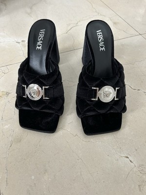 Versace La Medusa quilted velvet mules Size 39 Made In Spain