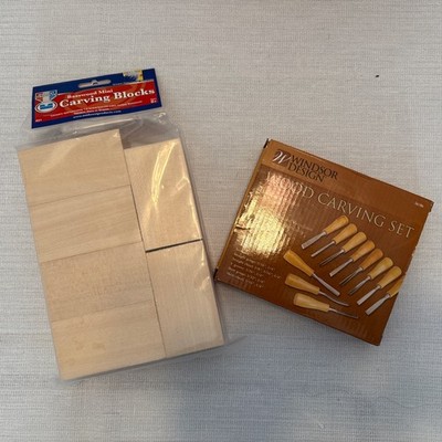Windsor Design Wood Carving Set (11 Tools) And Basswood Carving Blocks (6)