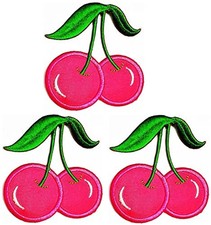 3pcs. Cherry Patch Pink Cherries Cherry Fruit Cartoon Stickers Crafts Arts Se...