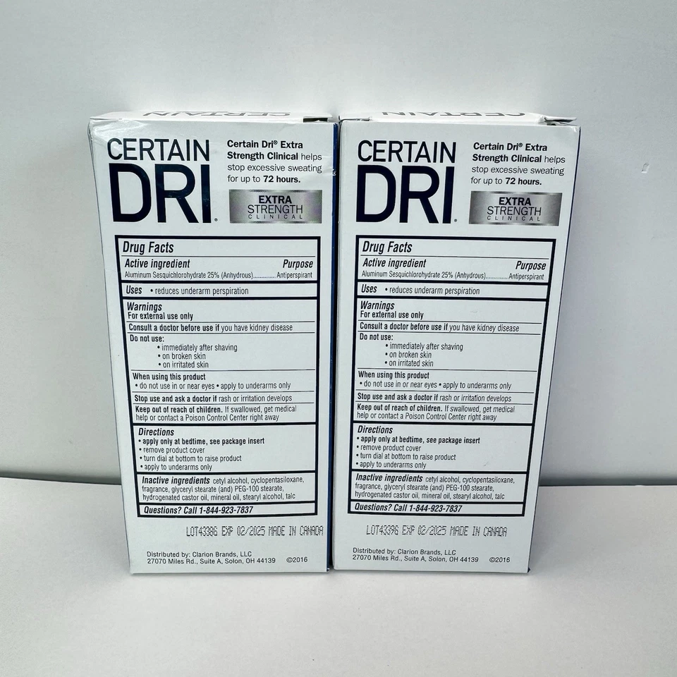 Certain DRI 72HR Extra Strength Clinical Solid Antiperspirant 2 Pack EXP 2/25 - Image 3 of 4