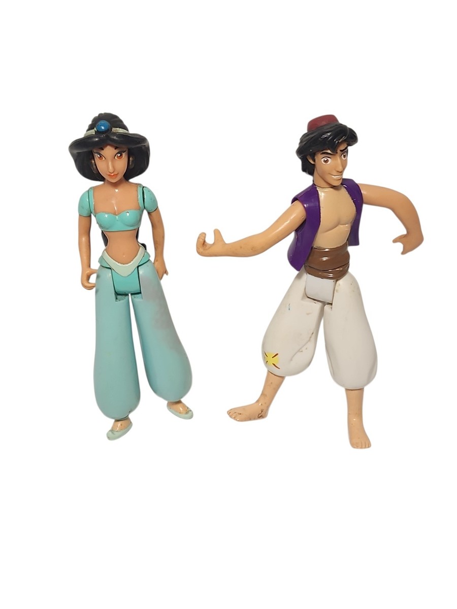 Disney Aladdin 6 Toy Figure Lot Jasmine Aladdin Abu Genie Rajah