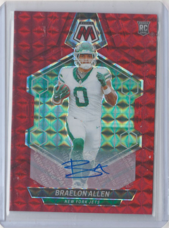 2024 Panini Mosaic #389 Braelon Allen Rookie Auto Mosaic Red #/199 New York Jets