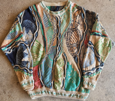 VTG 90s COOGI Australia 3D Sweater Mens XL Multicolor Abstract Biggie