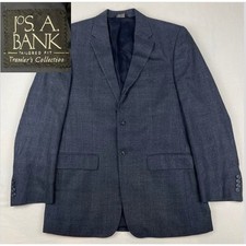 Jos. A. Bank Traveler's Collection Blue Silk Wool Plaid Sport Coat Blazer 41L