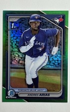 Andres Arias 2024 Bowman Chrome Prospects Green Refractor /99 Blue Jays