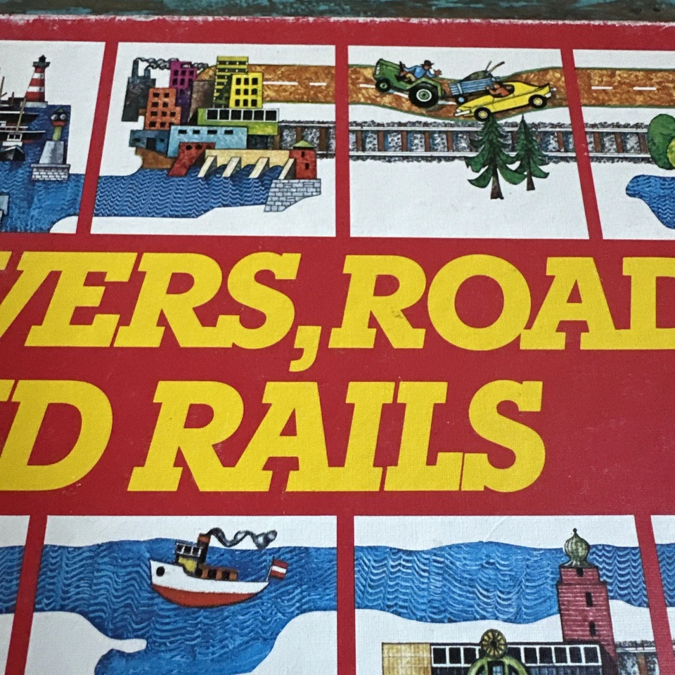 RIVERS, ROADS, & RAILS Complete Ravensburger 1985 Matching Building Game Kids - Image 4 of 4
