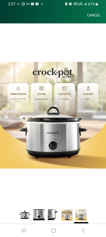 Crock-Pot SCR450-S 4.5Q Slow Cooker - Image 2 of 3