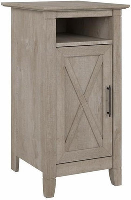 Key West End Table with Door in Washed Gray - Stylish Storage Solution