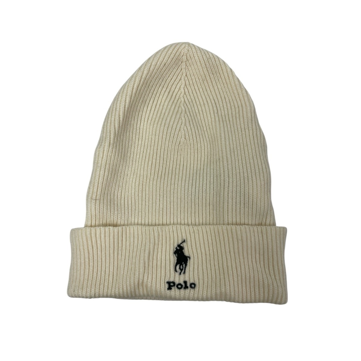 Polo Ralph Lauren 100% Wool Beige Embroidered Logo Ribbed 