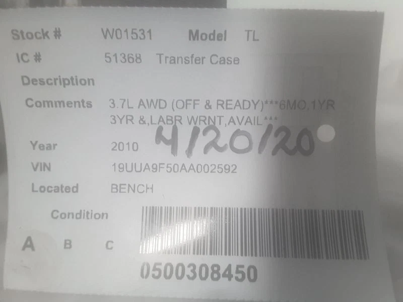 Estuche de transferencia 10 2010 Acura TL 98 K AWD millas Foto 4 de 4