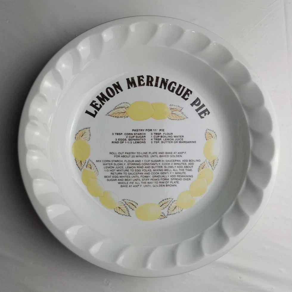Vintage Lemon Meringue Pie Recipe Dish Retro RARE Hard to Find