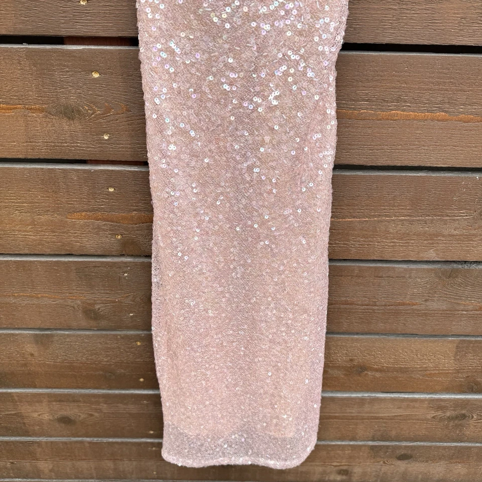 Vestido Vaina Vintage Años 90 Y2K Richard Tyler Couture Red Malla Lentejuelas Talla 4 Rosa Foto 4 de 4