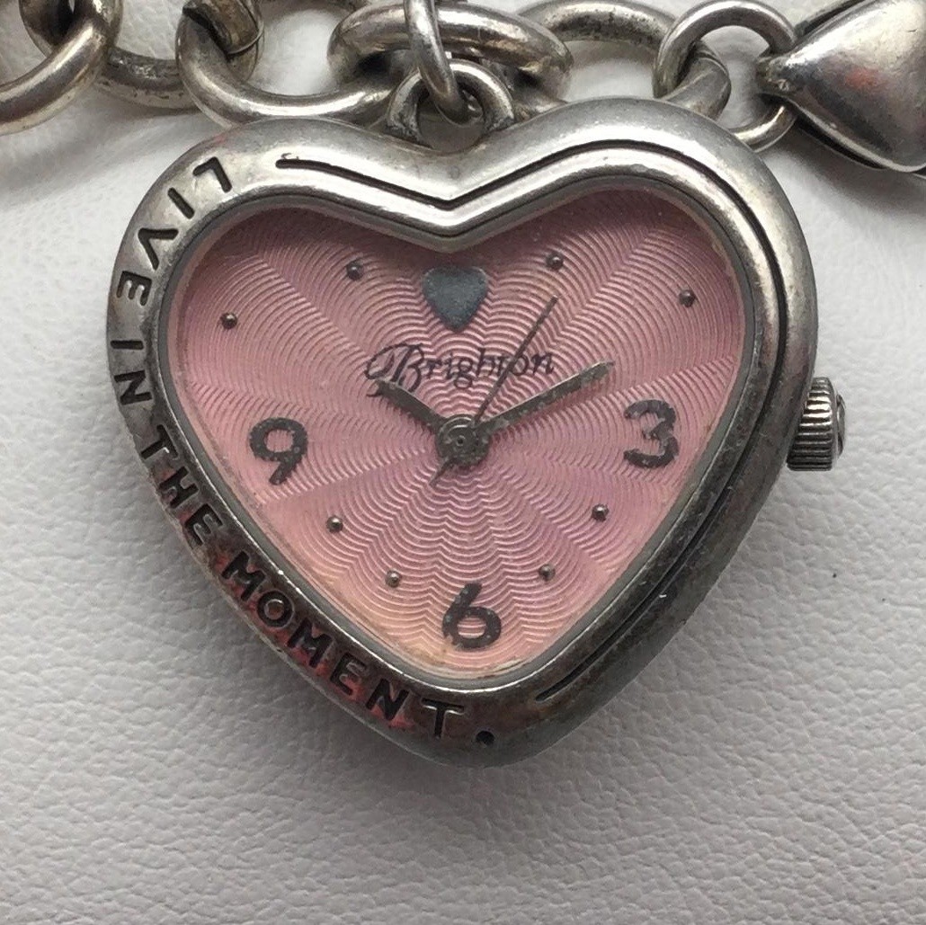 Brighton Womens Watch 28mm Pink Dial Heart Charm Bracelet New