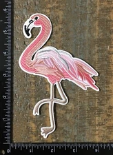 FLAMINGO Pink Tropical Bird Large Embroidered Iron-On Patch