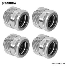 4 Pack Barrow G1/4" to 12mm Hard Tubing Compression Fitting 12mm OD Rigid Silver