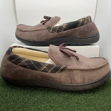 Totes Toasties Mens Memory Foam Slippers Size XL 11-12 Brown Plaid New