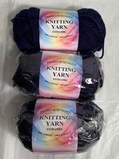 Premium Quality Knitting Yarn 3 Skeins Navy Blue 100 Acrylic