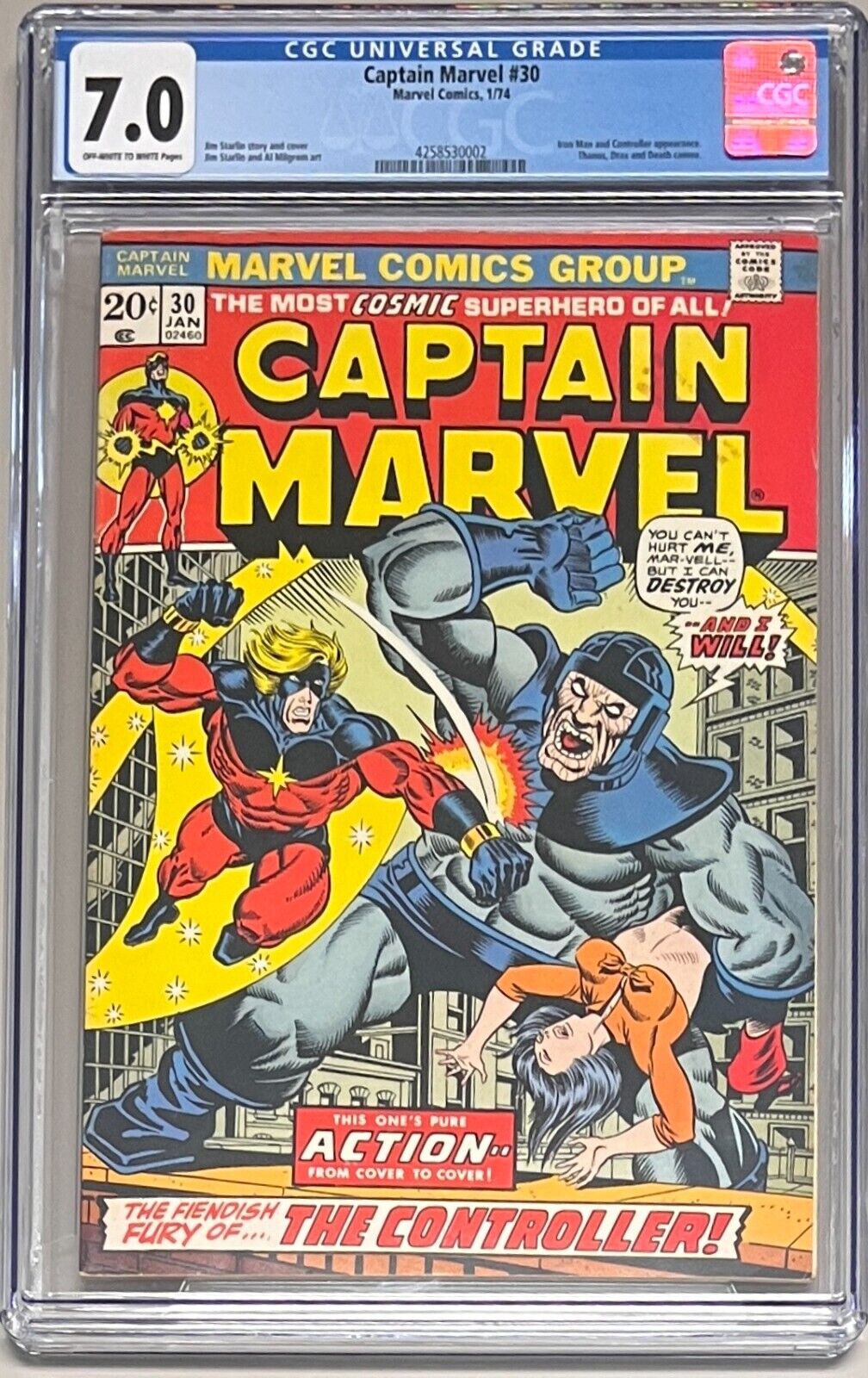 Captain Marvel #30 (1974)  CGC 7.0 - Thanos!! Jim Starlin Classic !!!