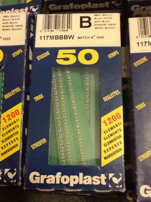 Grafoplast 117MBBBW LETTER ''B'' 50 Strips NEW IN BOX Wire Markers